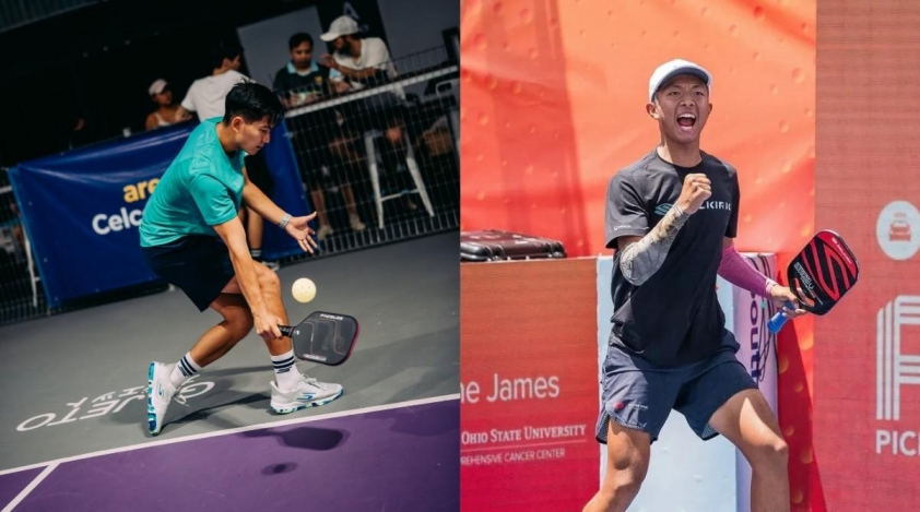 Hình ảnh vợt không viền trên sân pickleball
